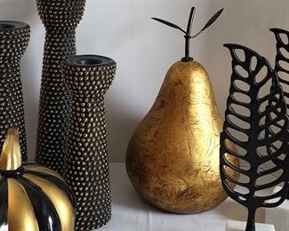 Seven Pieces of Glass and Metal Decorative Art