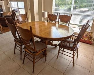 Kitchen Table 48" Round with 24" Leaf and 6 Chairs