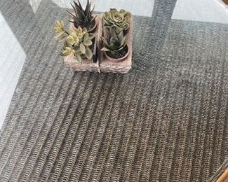 outdoor woven glass table 