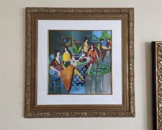 lunch in the Blue by by Itzchak Tarkay (2007) 17.5 x 17.5" Serigraph