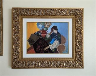 Restful Pause by Itzchak Tarkay (2006) 31.5 x 40" Acrylic Painting on Canvas