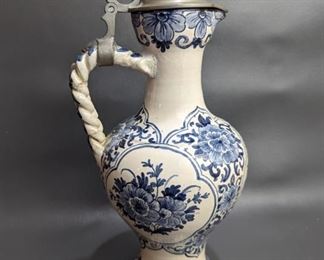 Porcelain Pitcher with Pewter Mount