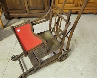 Antique Convertible High Chair in Stroller Position 