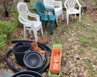 Lawn chairs and planters
