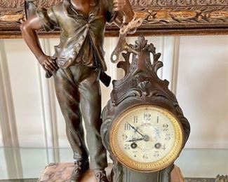 Antique French Marble Bronze Clock 1 of 3 $795  