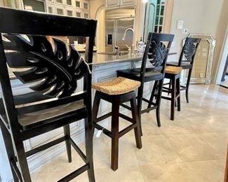 3 Palm Leaf Bar Height Chairs $295  (seagrass bar stools not available)
