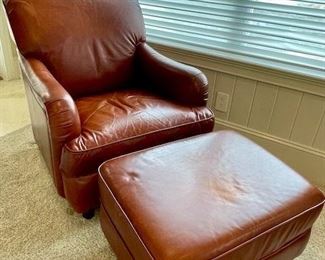Leather Club Chair w/Ottoman $595