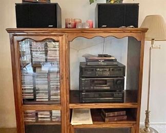 STEREO, ENTERTAINMENT STAND, & CD'S