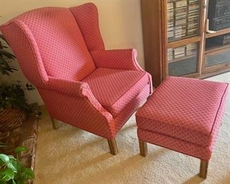 RED ARM CHAIR W/OTTOMAN