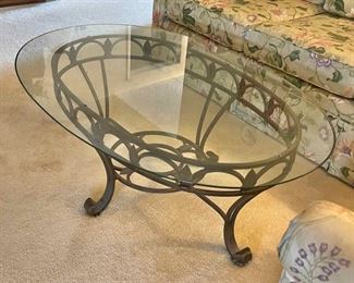 VINTAGE OVAL GLASS TABLE