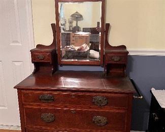 #5 EASTLAKE DRESSER W/MIRROR, Bottom Chest-3 drawers, Small drawers on each side of the mirror $600.00