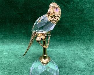 Swarovski Crystal Trimlite Gold-Plated Parrot Gold-Tone Perch