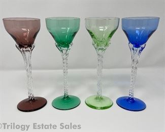 Four Colored Crystal Cordials
