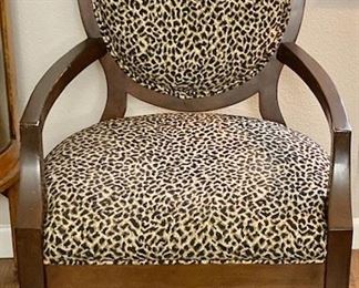 Leopard Print Upholstry/Wood Chair.