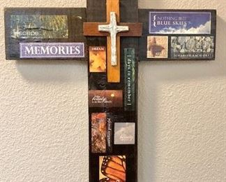 Large Decorative Wall Memories Cross. H 21" x W 15".