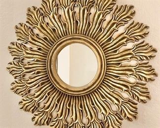 Vintage Sunburst Gold Wall Mirror.