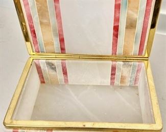 Vintage Marble with Brass Inlay Vanity Box.