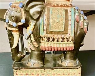 Decorative Hand Painted Elephant Garden Seat/Pedestal. H 20" x W 16 1/2".