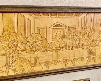 Framed Carved Wood Last Supper Wall Art.