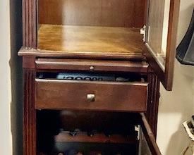 Thomasville Providence Collection Wine Curio Cabinet. 18 Bottle Capacity. Lighted w/ Glass Doors. H 73" x W 26" x D 21".