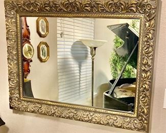 Large Antique Gold French Framed Mirror. W 44" x H 31 1/2".