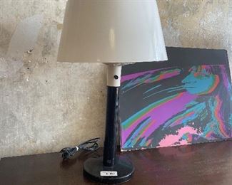 Lightolier black and white table lamp (2 available)