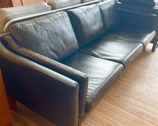 Danish black leather sofa 