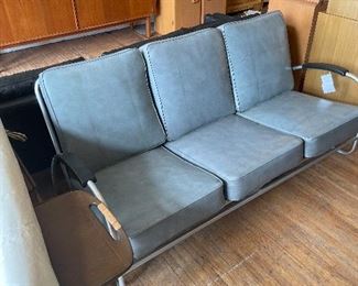 Light blue deco sofa.  Measures 69.25" W, 36.5"D, 33" H