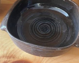 Small brown Ed and Mary Scheier Squared Bowl