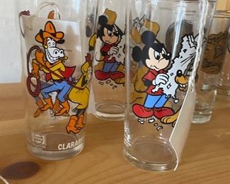 Mid Century glassware, Mickey Mouse glasses