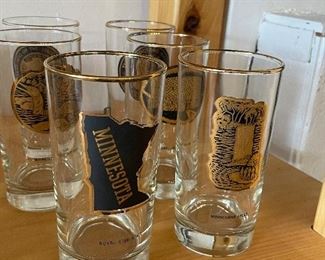 Mid Century glassware Minnesota themed glass set 