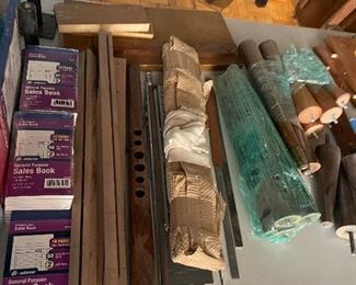 wood scraps and mid century furniture parts, legs, sales pads 