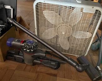Dyson vacuum, box fan 