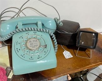 Turquoise rotary phone!