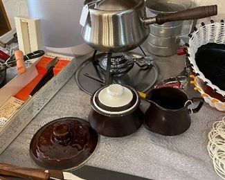Vintage kitchen items and home decor , fondue