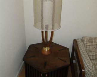 Lane Octagon Side Table, Adrian Pearsall Table lamp