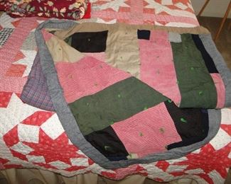 and another 1920/30s quilt this one has corduroy on it
