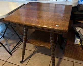 Antique Victorian Glass Ball and Claw Hardwood Table