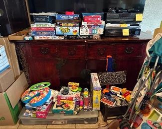 Board games, children's toys and craft, DVD players, CD player