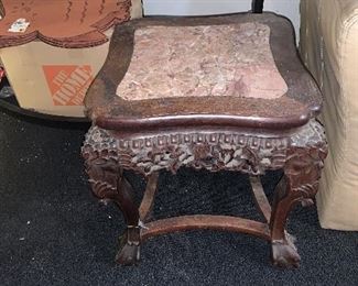 Antique table with granite $75
