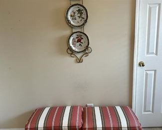 Upholstered Foot Stools Matching and Decorative Plates with Hanger