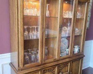 China cabinet with lights American of Martinsville neoclassical Tuscan style
60 in wide by 15 in deep by 81 in tall