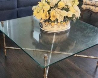 80's brass table with glass top