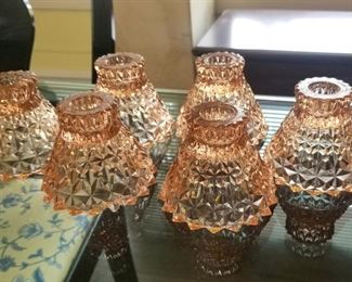 Vibrant pink candelabras, set of 6