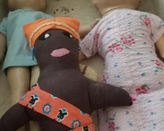 Several antique and vintage dolls