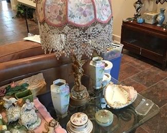 Glass end table & lamp - 2 of each