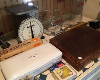 Lance jars, scales, flatware