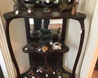 Corner shelf, cast iron bottle openers