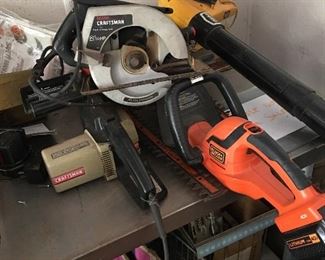 Hedgers, leaf blower, saw