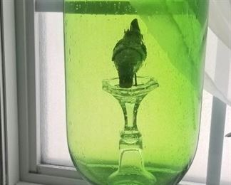 Colorful glass with bird